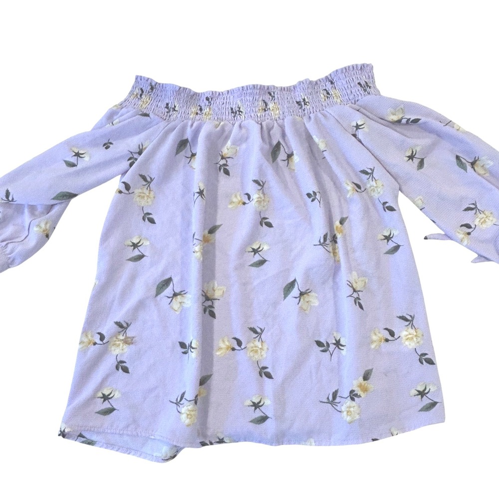 Womens Stella top- XL-Tweed Floral Print Off The‎ Shoulder Long Sleeve Top
